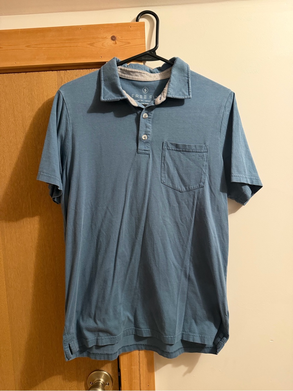 Free Fly Men's Blue Short Sleeve Polo Shirt